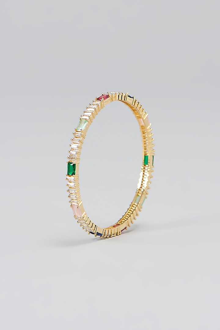 Gold Finish Multi-Colored Synthetic Stone Bangles (Set of 4) by Aster at Pernia's Pop Up Shop