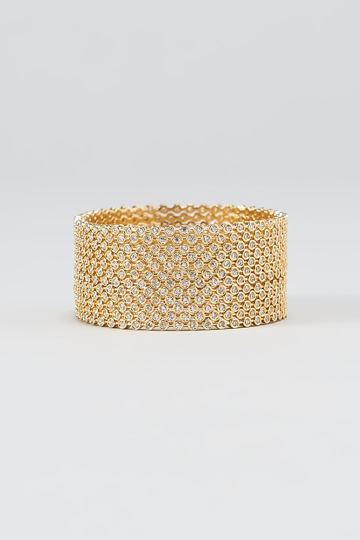 Gold Finish Zircon Bangles (Set of 12) by Aster at Pernia's Pop Up Shop