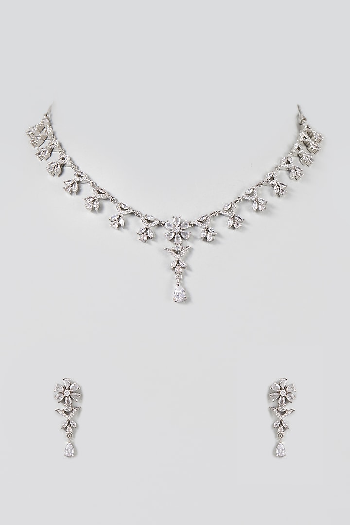 White Finish Zircon Necklace Set by Aster at Pernia's Pop Up Shop