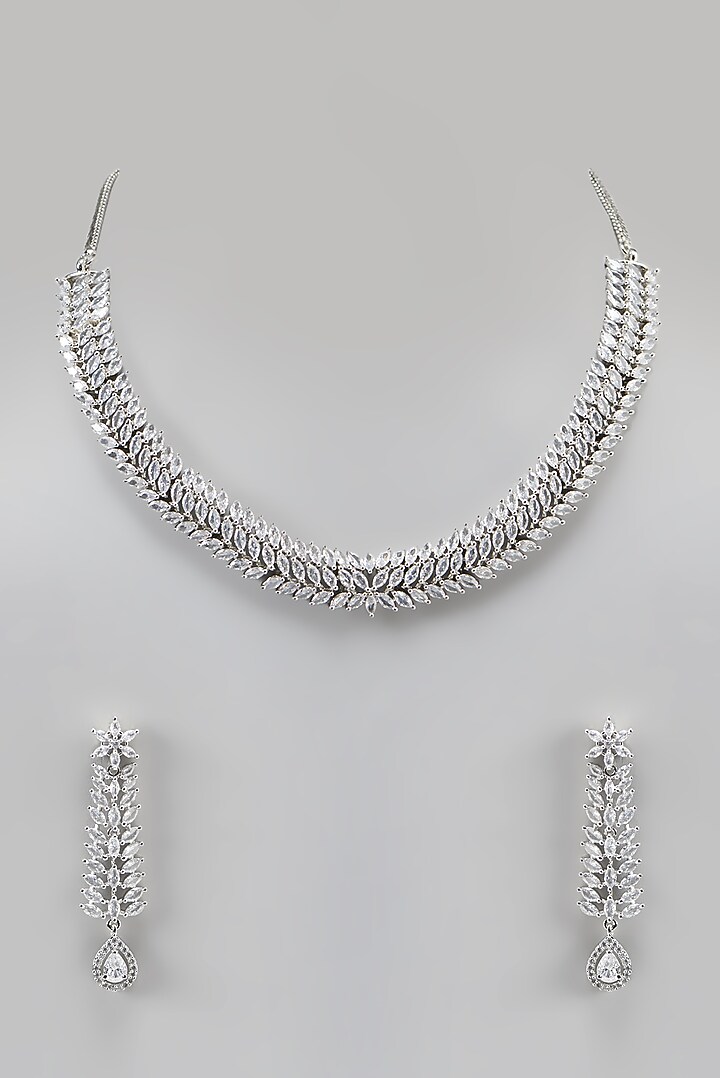 White Finish Zircon Necklace Set by Aster at Pernia's Pop Up Shop