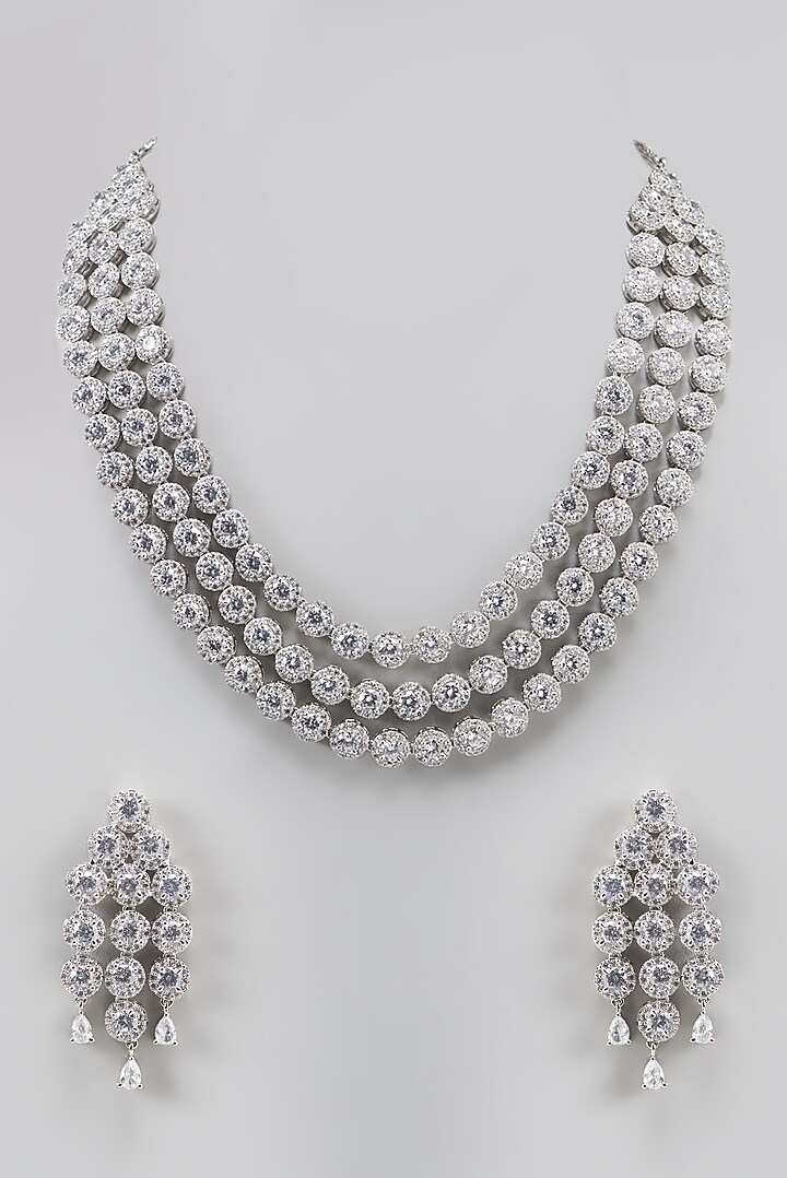 White Finish Zircon Necklace Set by Aster at Pernia's Pop Up Shop