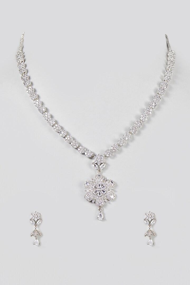 White Finish Zircon Necklace Set by Aster at Pernia's Pop Up Shop