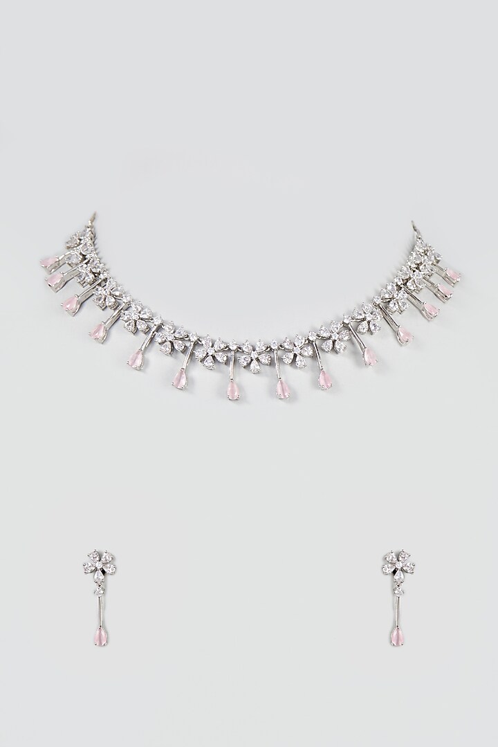 White Finish Zircon Necklace Set by Aster at Pernia's Pop Up Shop