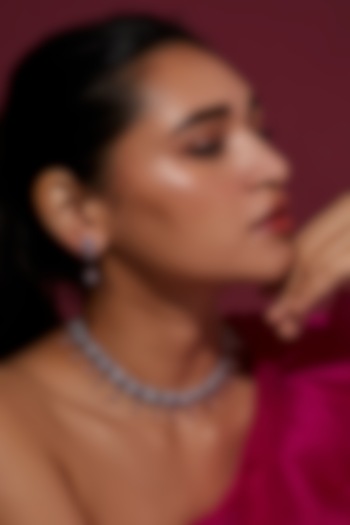 White Finish Zircon Necklace Set by Aster at Pernia's Pop Up Shop