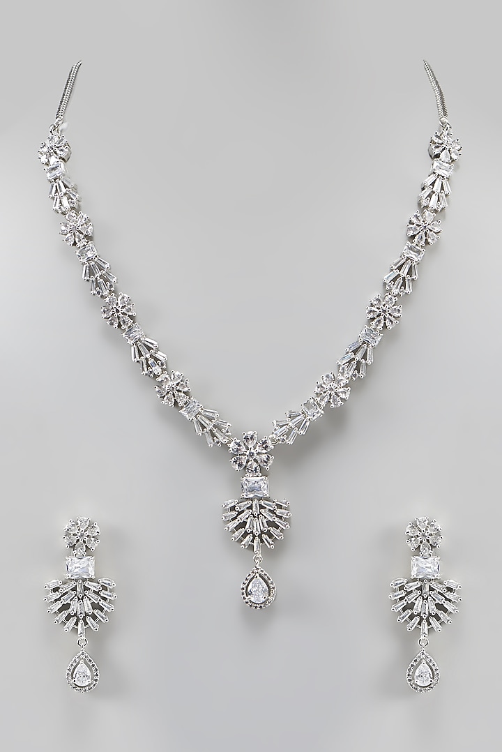 White Finish Zircon Necklace Set by Aster at Pernia's Pop Up Shop