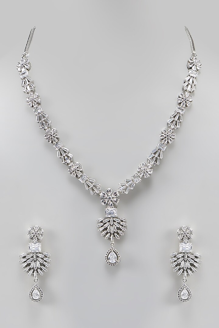 White Finish Zircon Necklace Set by Aster at Pernia's Pop Up Shop