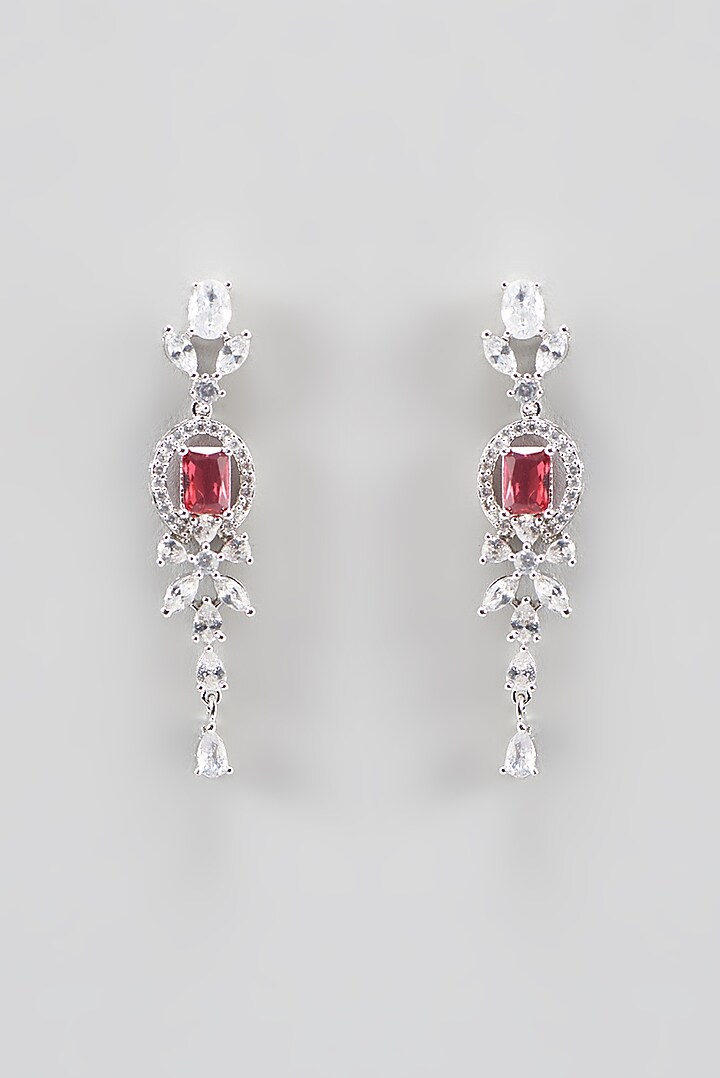 White Finish Zircon & Ruby Stone Necklace Set by Aster at Pernia's Pop Up Shop