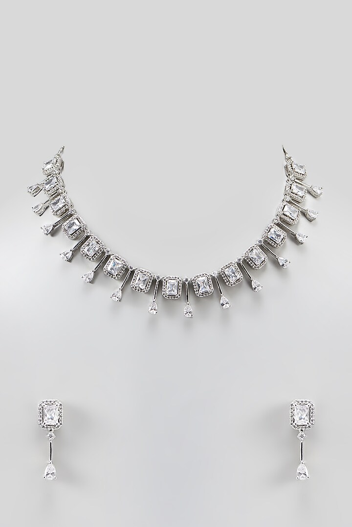 White Finish Zircon Necklace Set by Aster at Pernia's Pop Up Shop
