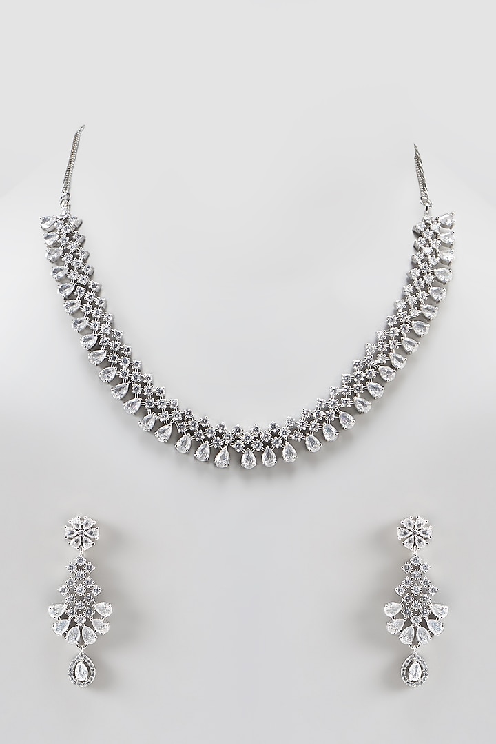 White Finish Zircon Necklace Set by Aster at Pernia's Pop Up Shop