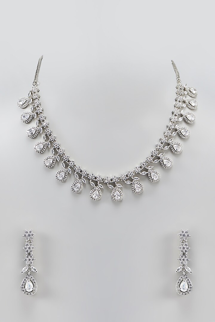White Finish Zircon Necklace Set by Aster at Pernia's Pop Up Shop