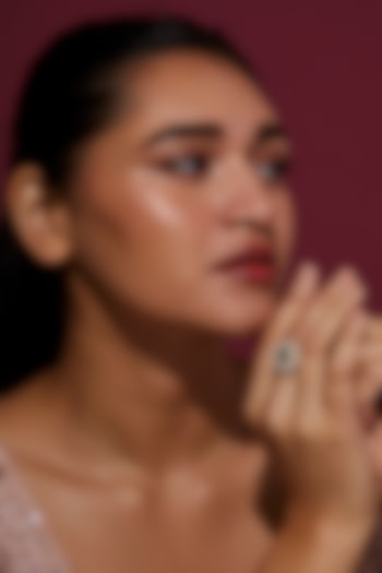 Rose Gold Finish Zircon & Green Stone Ring by Aster at Pernia's Pop Up Shop