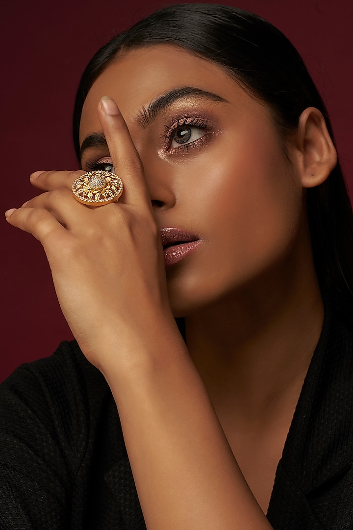 Gold Finish Zircon Ring by Aster at Pernia's Pop Up Shop