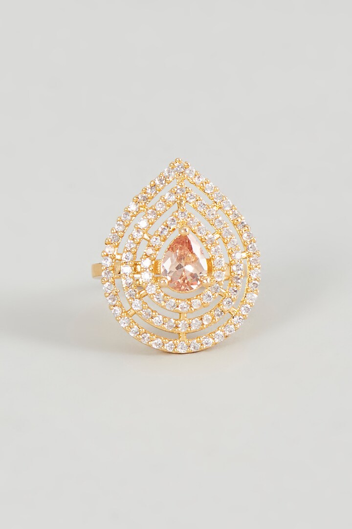 Rose Gold Finish Zircon & Pink Stone Ring by Aster at Pernia's Pop Up Shop