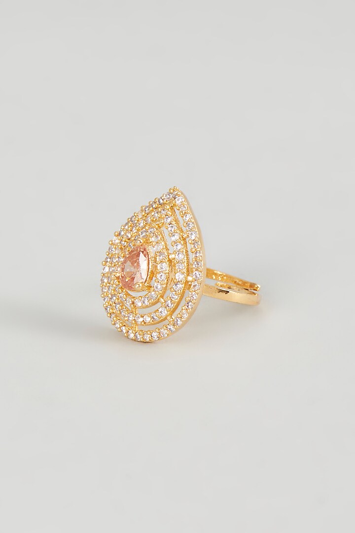 Rose Gold Finish Zircon & Pink Stone Ring by Aster at Pernia's Pop Up Shop