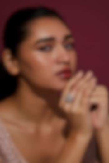 Gold Finish Zircon & Blue Stone Ring by Aster at Pernia's Pop Up Shop