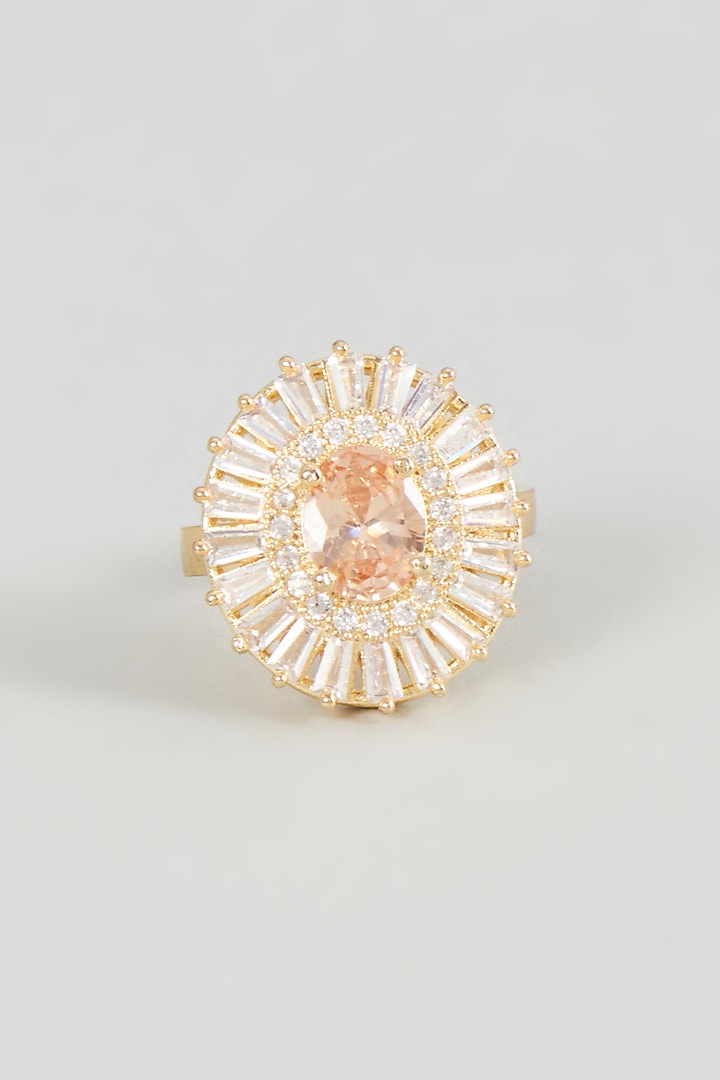 Rose Gold Finish Zircon & Pink Stone Ring by Aster at Pernia's Pop Up Shop
