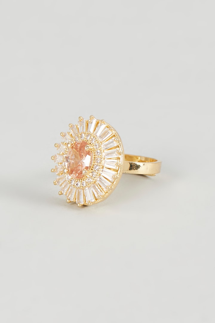 Rose Gold Finish Zircon & Pink Stone Ring by Aster at Pernia's Pop Up Shop