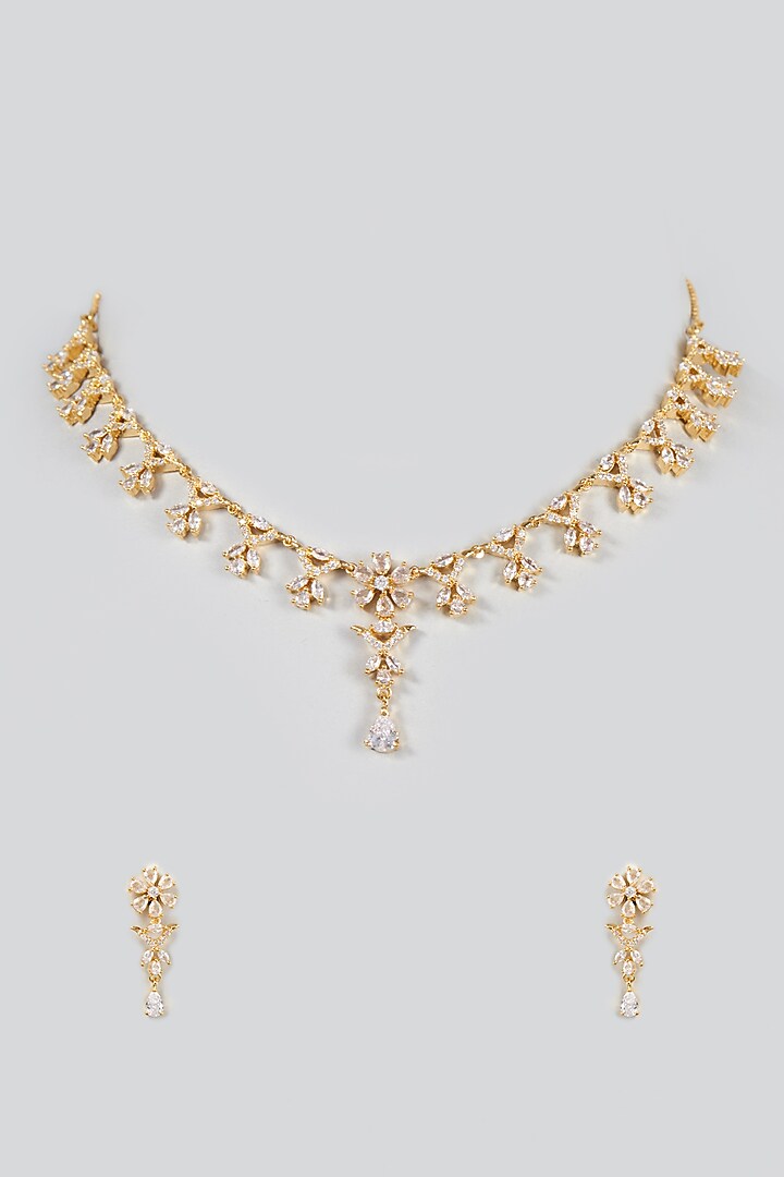 Gold Finish Zircon Necklace Set by Aster at Pernia's Pop Up Shop