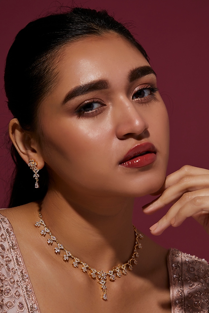 Gold Finish Zircon Necklace Set by Aster at Pernia's Pop Up Shop