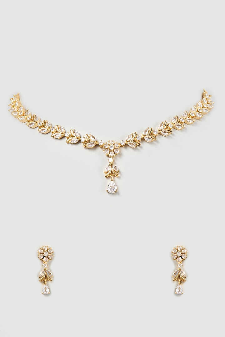Gold Finish Zircon Necklace Set by Aster at Pernia's Pop Up Shop