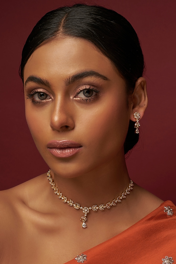 Gold Finish Zircon Necklace Set by Aster at Pernia's Pop Up Shop