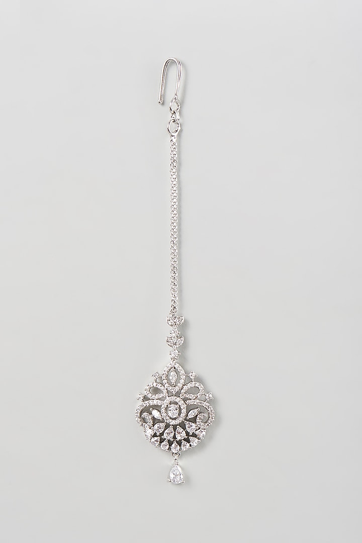 White Finish Zircon Maangtikka by Aster at Pernia's Pop Up Shop