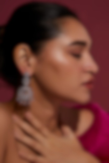 White Finish Zircon Chandbali Earrings by Aster at Pernia's Pop Up Shop