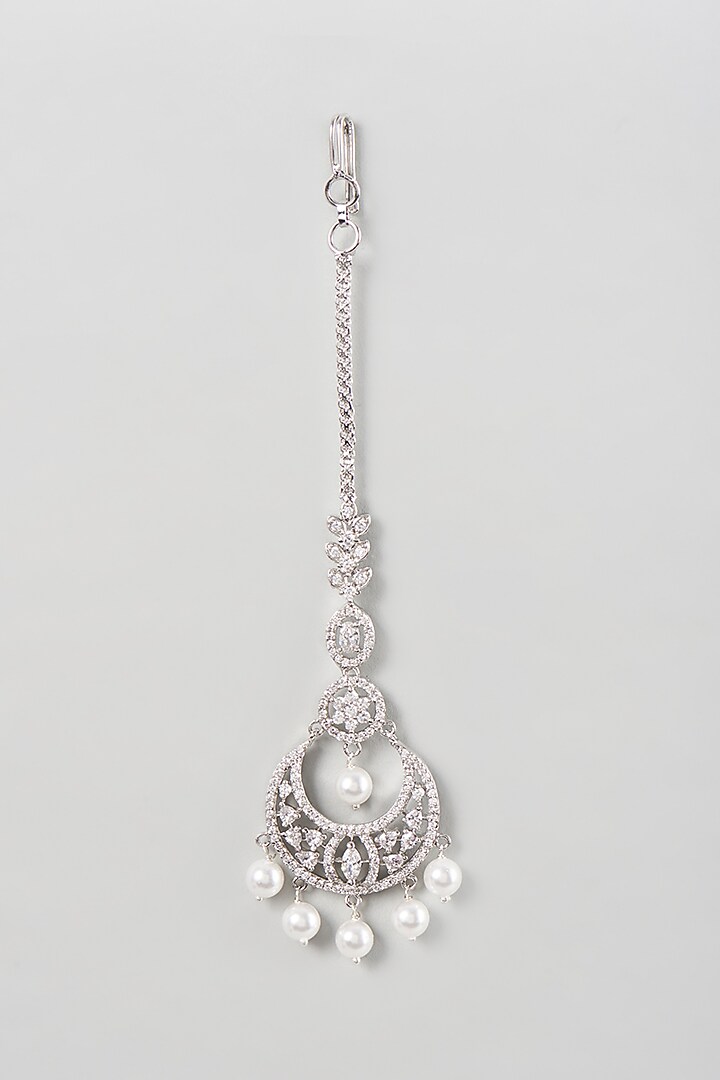 White Finish Zircon Maangtikka by Aster at Pernia's Pop Up Shop