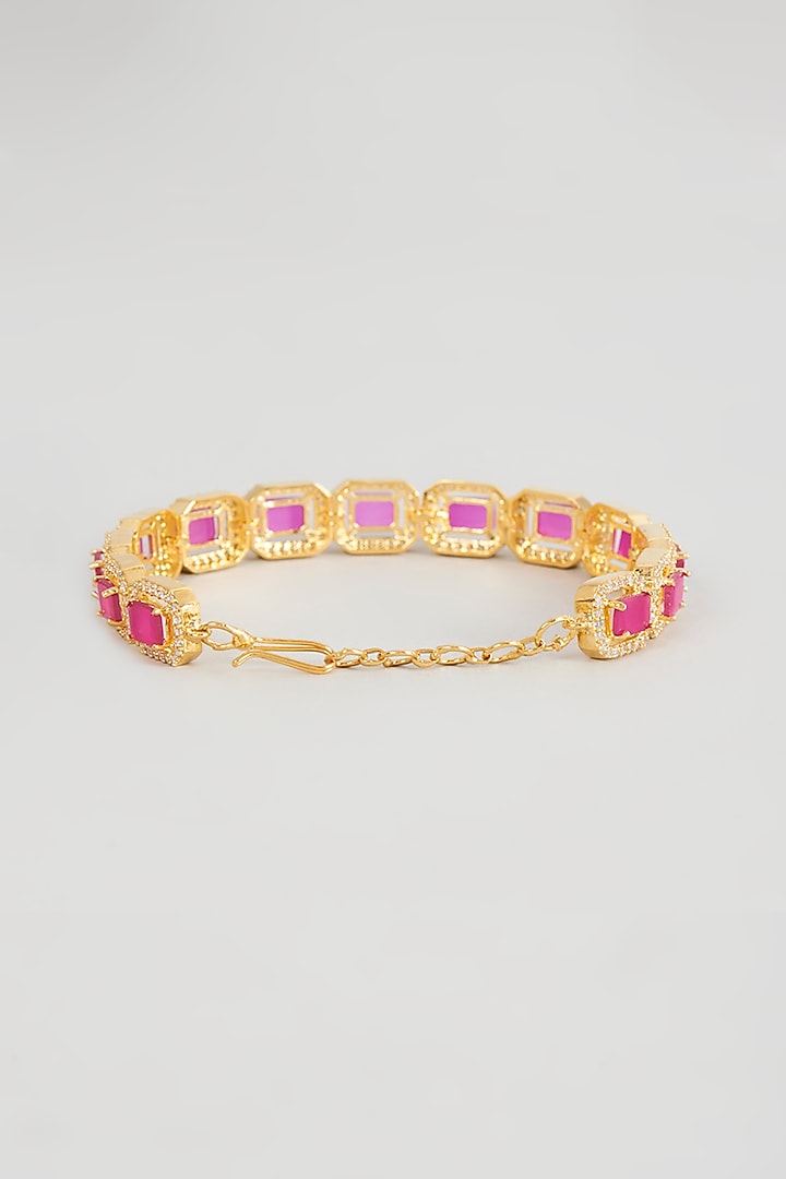 Gold Finish Zircon & Ruby Bracelet by Aster at Pernia's Pop Up Shop