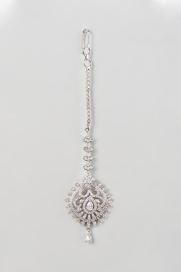 White Finish Zircon Maangtikka by Aster at Pernia's Pop Up Shop