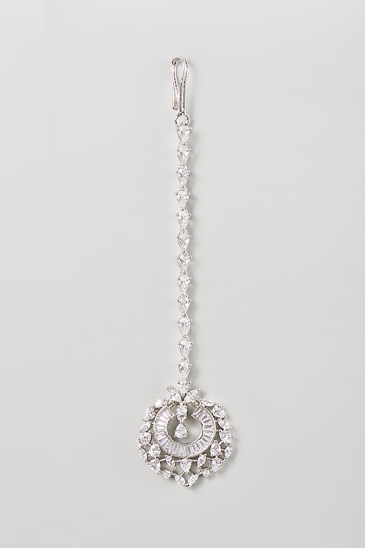White Finish Zircon Maangtikka by Aster at Pernia's Pop Up Shop