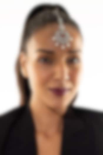 White Finish Zircon & Pearl Maangtikka by Aster at Pernia's Pop Up Shop