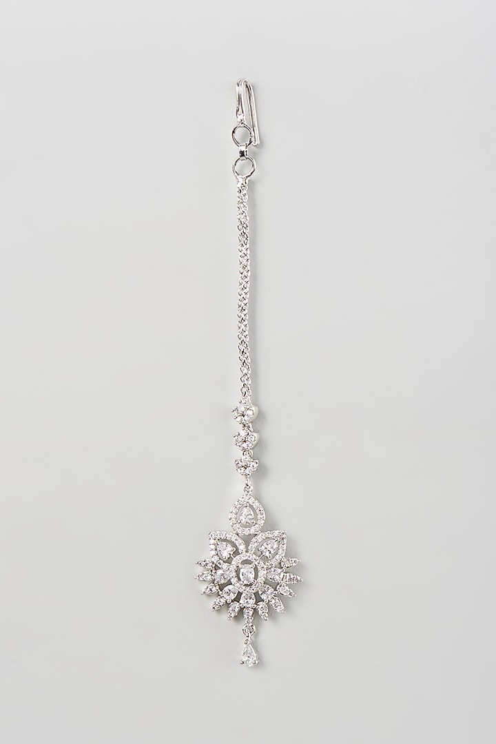 White Finish Zircon Maangtikka by Aster at Pernia's Pop Up Shop