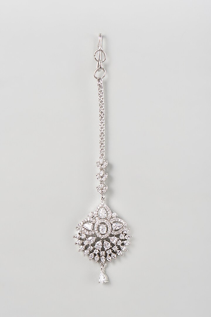 White Finish Zircon Maangtikka by Aster at Pernia's Pop Up Shop