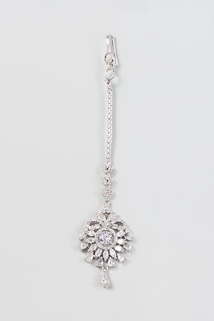 White Finish Zircon Maangtikka by Aster at Pernia's Pop Up Shop