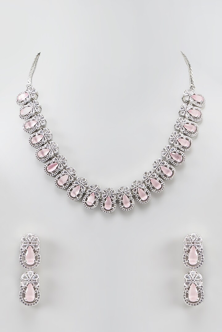 White Finish Zircon Necklace Set by Aster at Pernia's Pop Up Shop