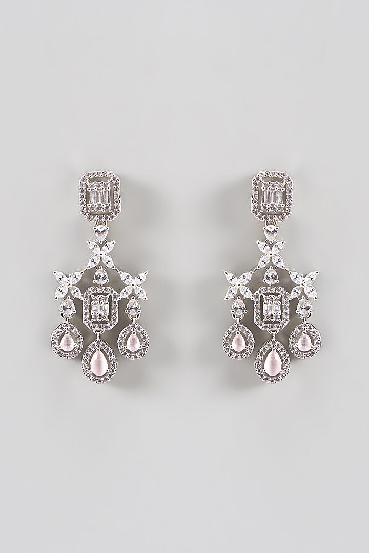 White Finish Zircon & Pink Stone Necklace Set by Aster at Pernia's Pop Up Shop