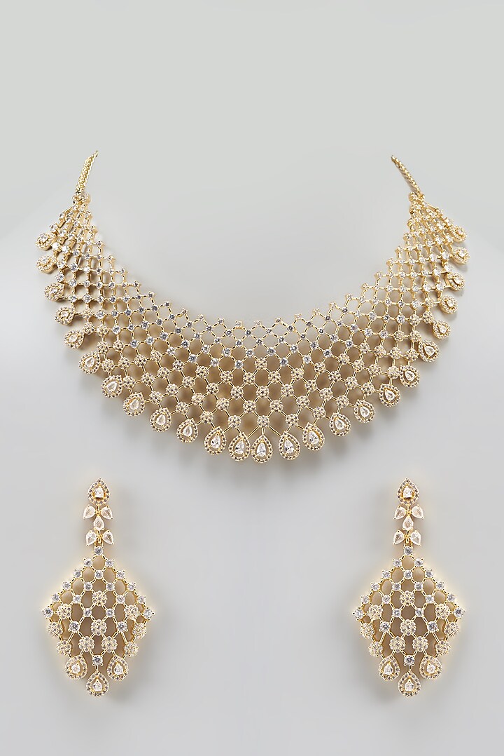 Gold Finish Zircon Necklace Set by Aster at Pernia's Pop Up Shop