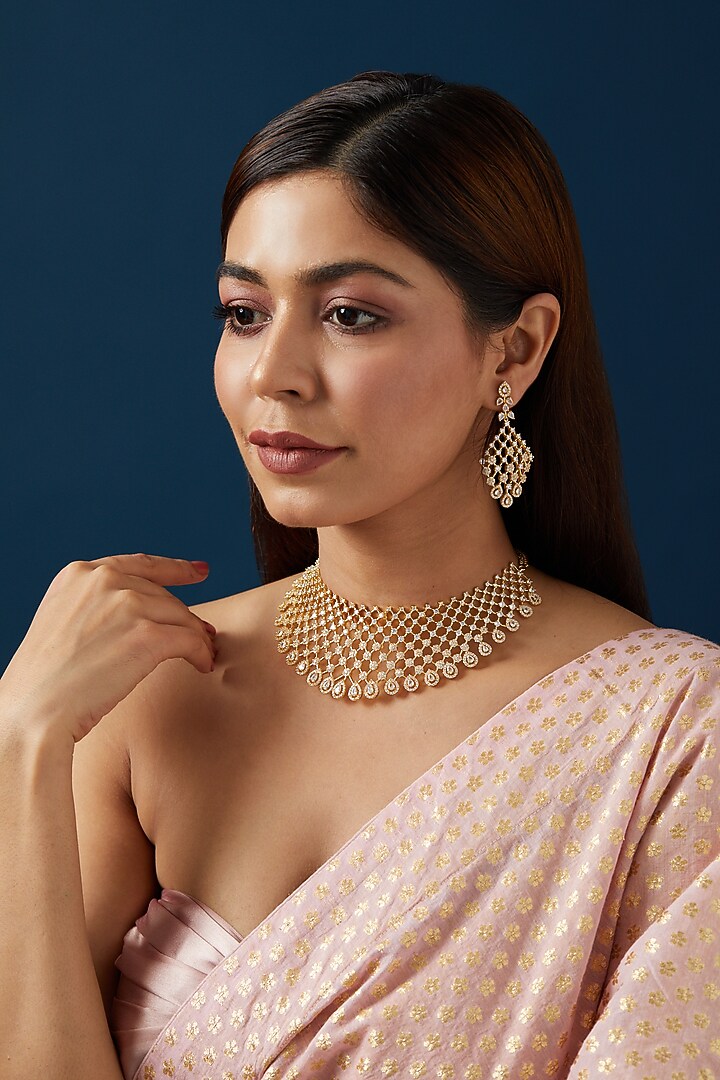 Gold Finish Zircon Necklace Set by Aster at Pernia's Pop Up Shop