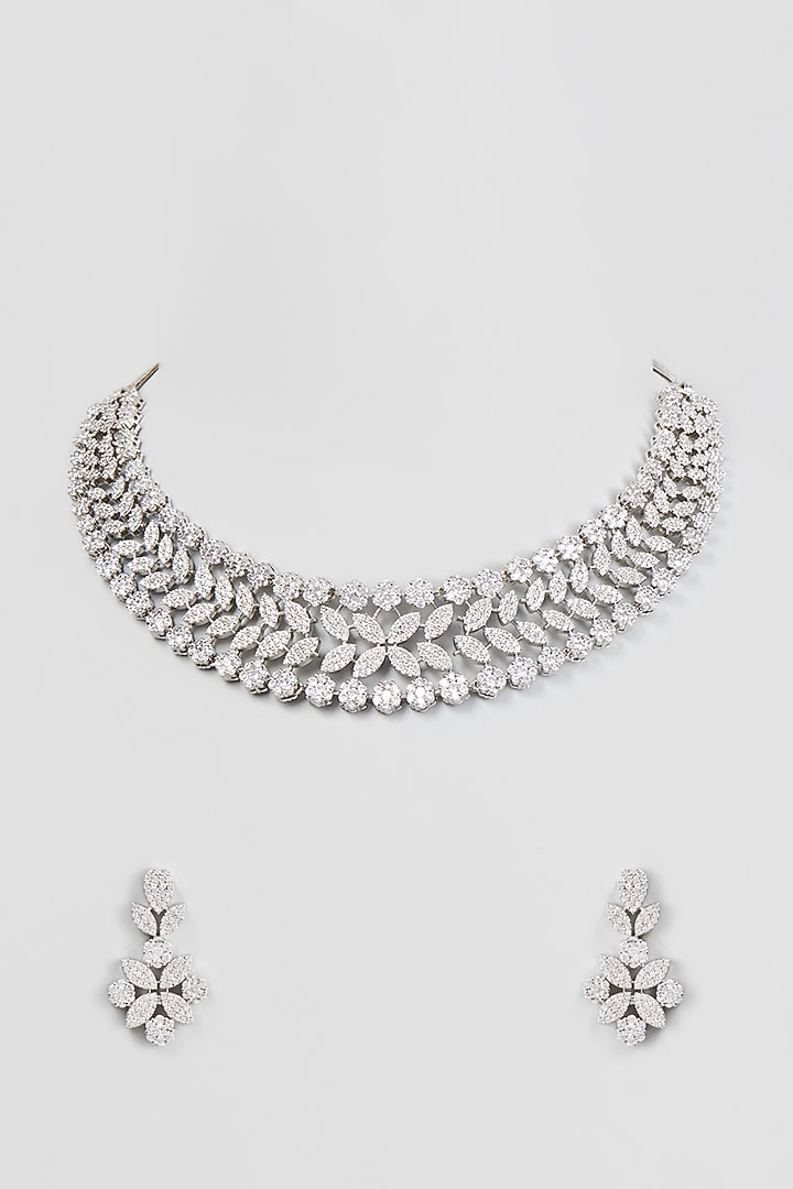 White Finish Zircon Necklace Set by Aster at Pernia's Pop Up Shop
