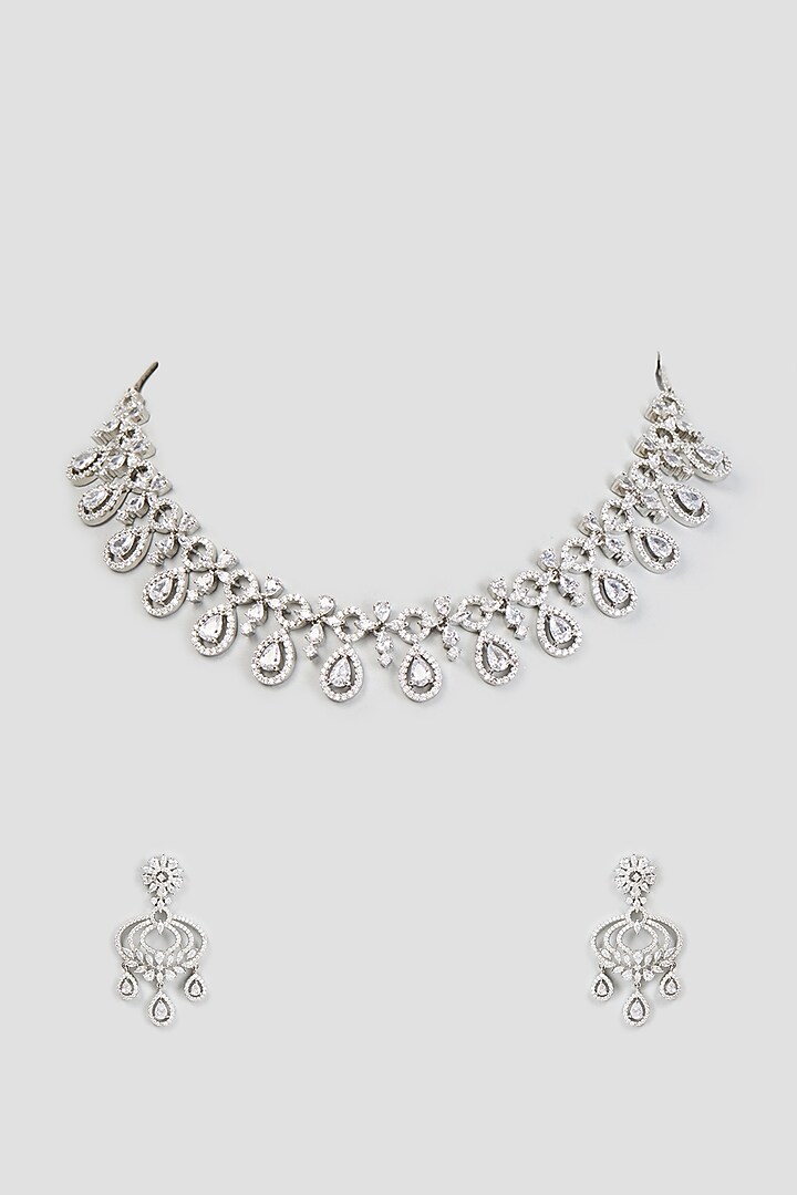 White Finish Zircon Necklace Set by Aster at Pernia's Pop Up Shop