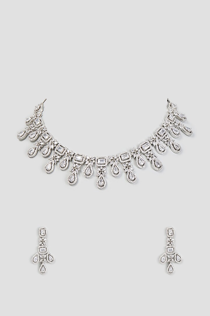 White Finish Zircon Necklace Set by Aster at Pernia's Pop Up Shop