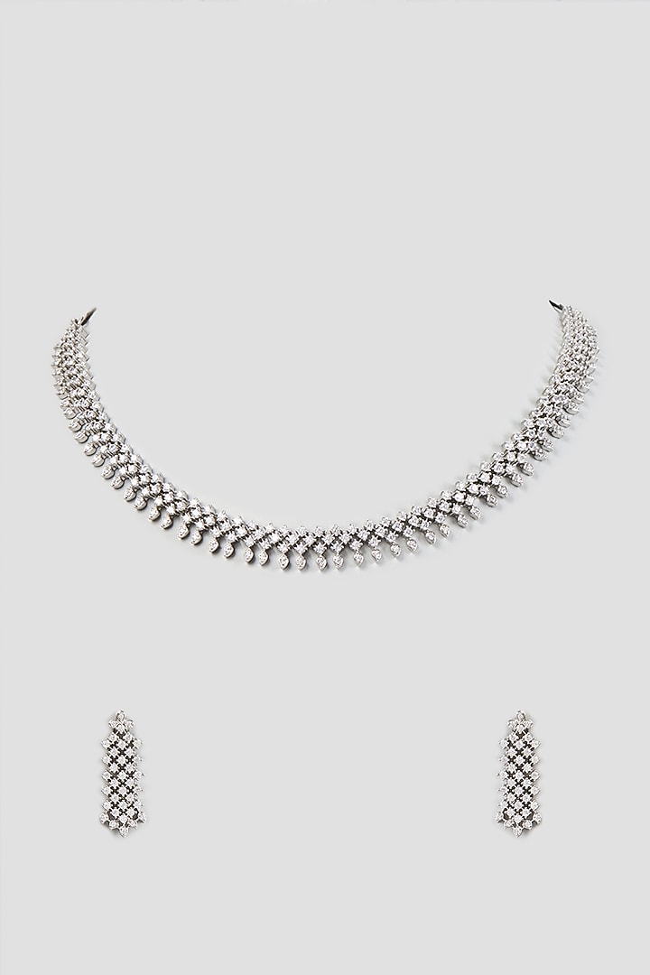 White Finish Zircon Necklace Set by Aster at Pernia's Pop Up Shop