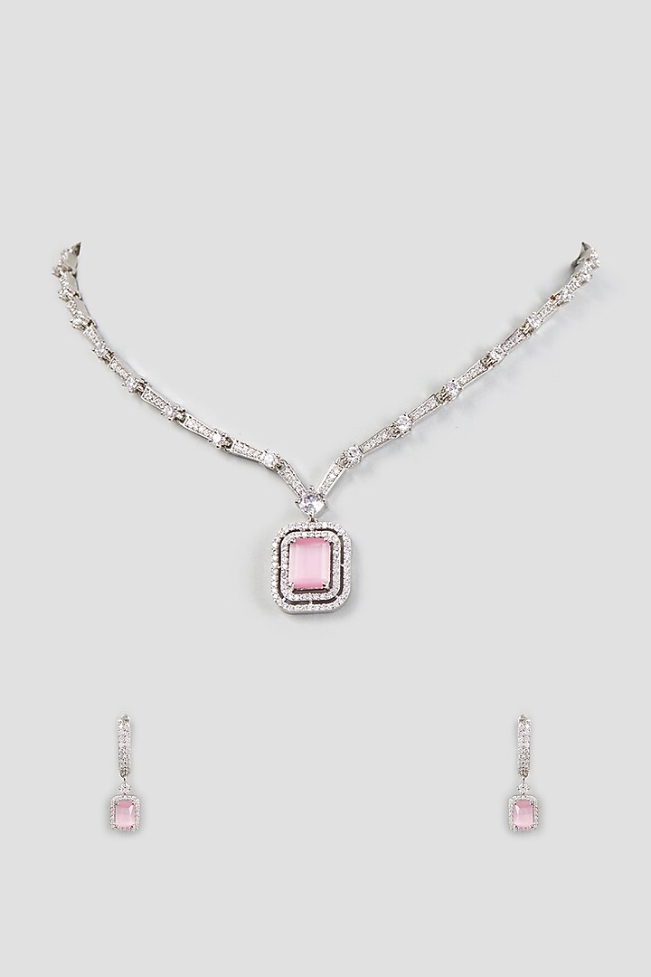 White Finish Zircon Necklace Set by Aster at Pernia's Pop Up Shop