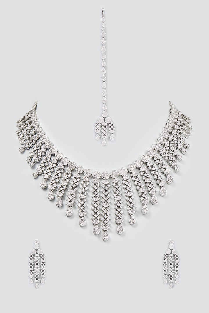 White Finish Zircon Necklace Set by Aster at Pernia's Pop Up Shop