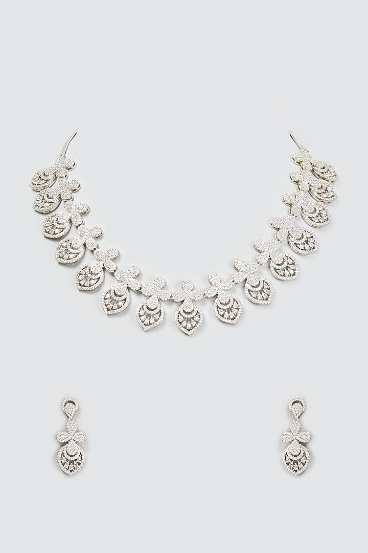 White Finish Zircon Necklace Set by Aster at Pernia's Pop Up Shop
