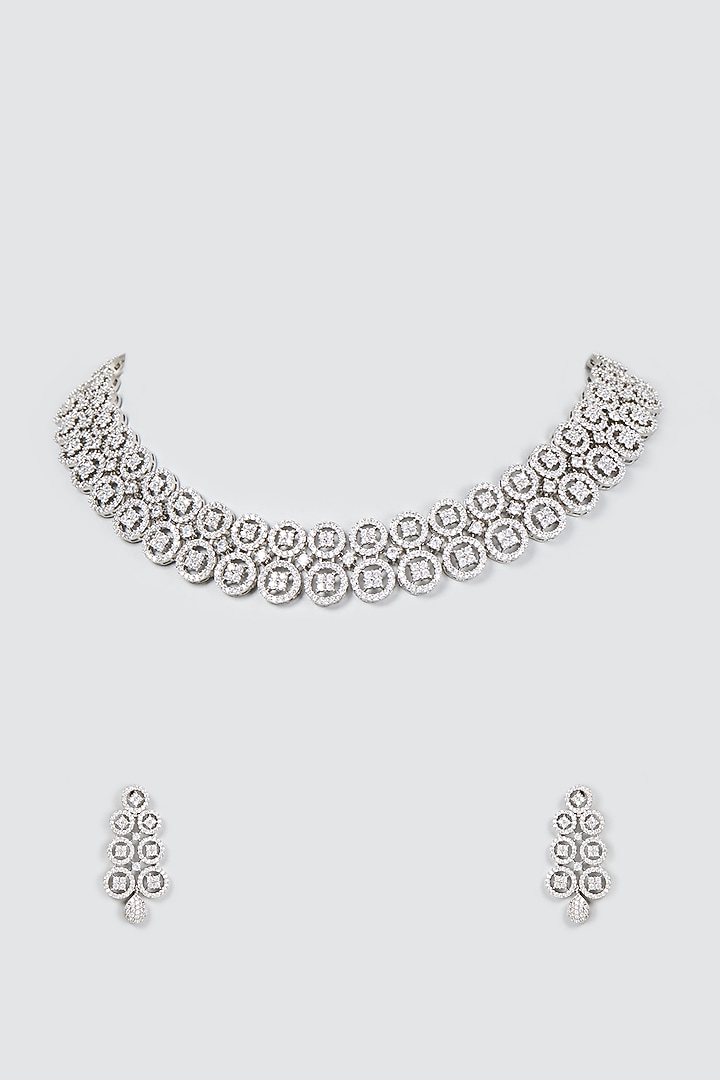 White Finish Zircon Necklace Set by Aster at Pernia's Pop Up Shop