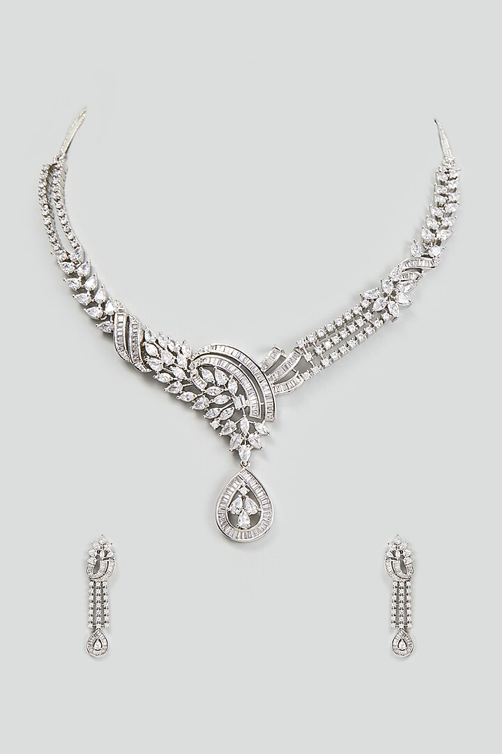 White Finish Zircon Necklace Set by Aster at Pernia's Pop Up Shop