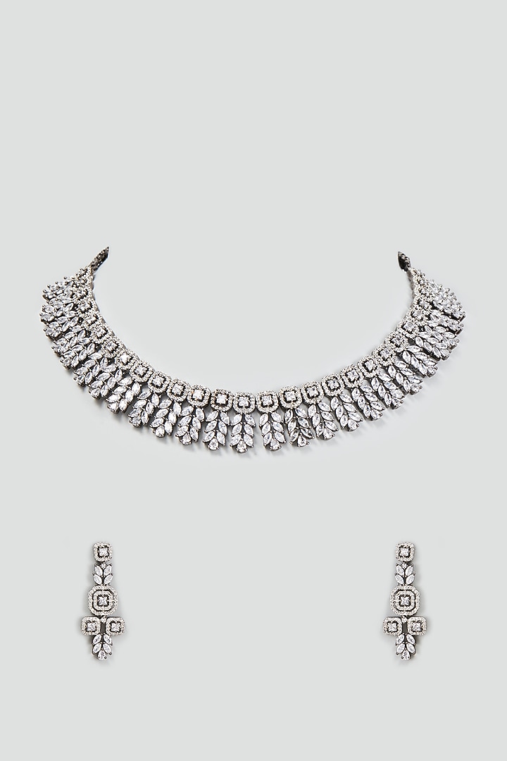 White Finish Zircon Necklace Set by Aster at Pernia's Pop Up Shop