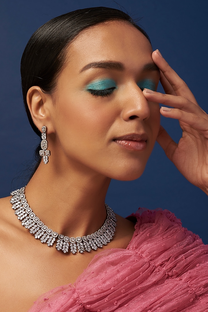 White Finish Zircon Necklace Set by Aster at Pernia's Pop Up Shop